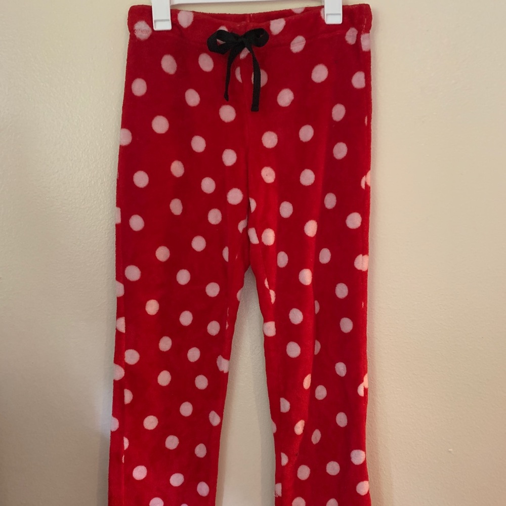 Fuzzy red PJ pants